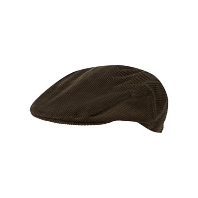Dark khaki cord flat cap